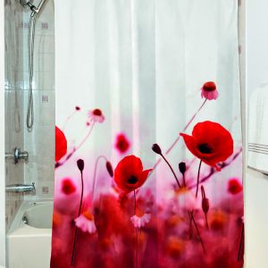 Κουρτίνα μπάνιου Poppies Art 3067 190x180 Κόκκινο Beauty Home