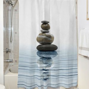 Κουρτίνα μπάνιου Zen Stones Art 3068 190x180 Εμπριμέ Beauty Home