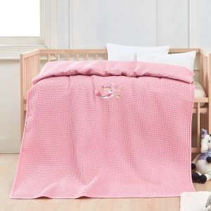 Κουβέρτα πικέ με κέντημα Art 5301 80x110 Ροζ Beauty Home