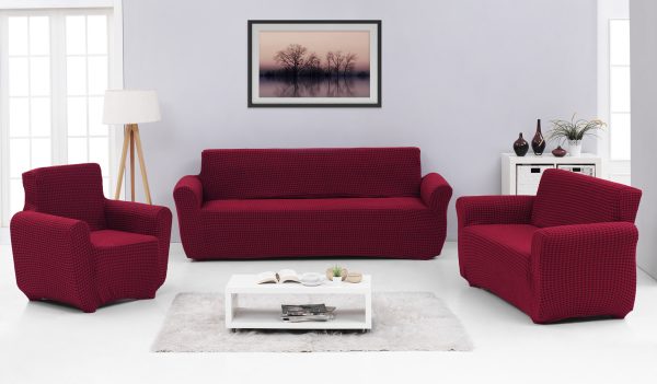 Ελαστικά καλύμματα καναπέ σετ 3τμχ Art 8600 Μπορντό Beauty Home